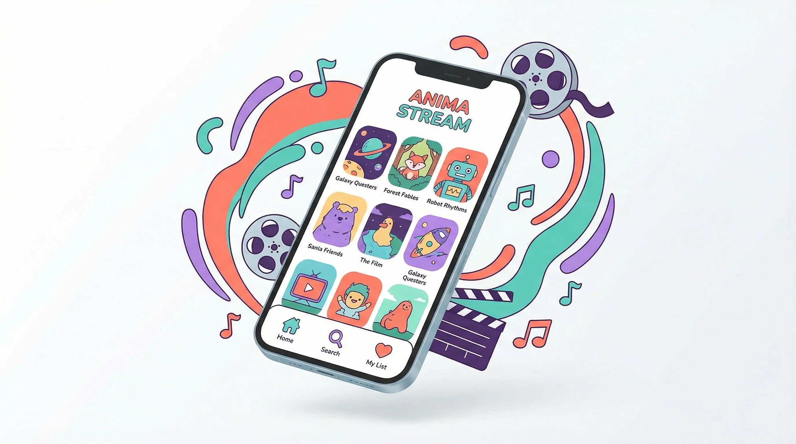 喷水移动端APP界面展示 - 手机上浏览独立动画短片